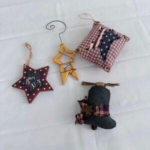 Primitive Patriotic Hanging Decor Lot Bundle Americana Liberty Bell Cottagecore
